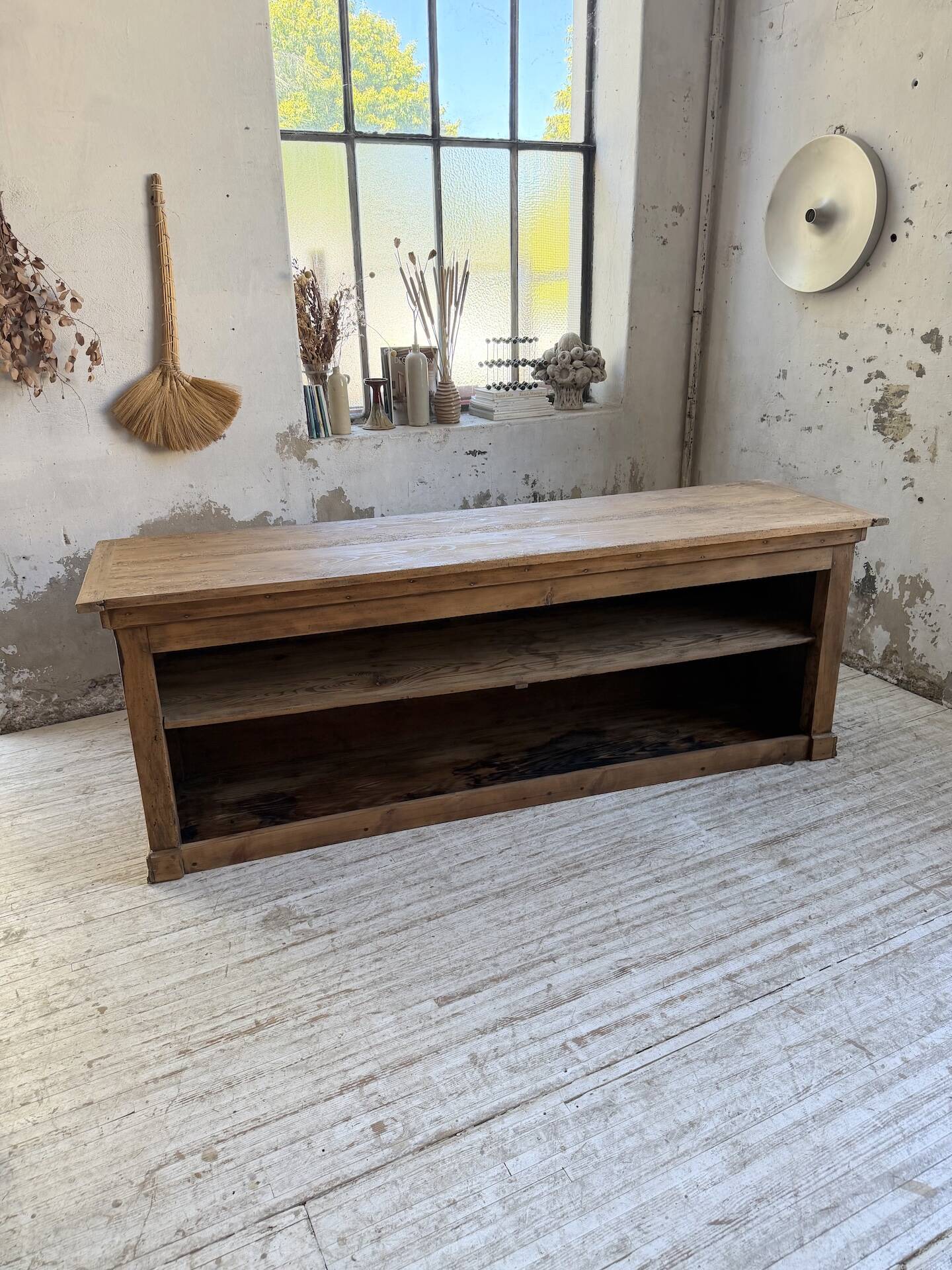 Comptoir de commerce 1950 bois pin 211cm