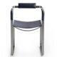 Armchair, silver steel and navy blue leather, contemporary style.