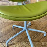 4 swivel sunset chairs CPillet in olive green leather 2000 e