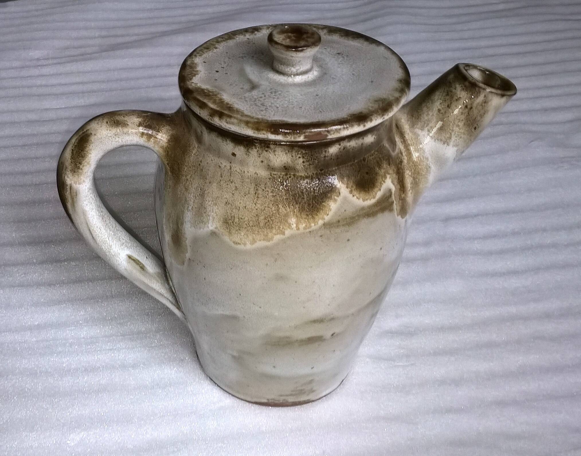 Glazed flamed stoneware teapot C.Turgis Normandie.