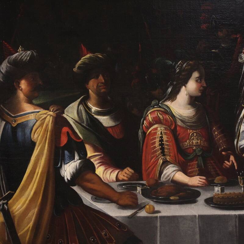 Great 17th-century Italian painting: The Banquet of Mark Antony and Cleopat