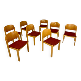 Lot 8 anciennes chaises bois  design scandinave des années 80 vintage