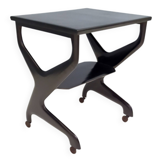 Black Ebonized Beech Serving Cart in the Style of Ico Parisi, Italy