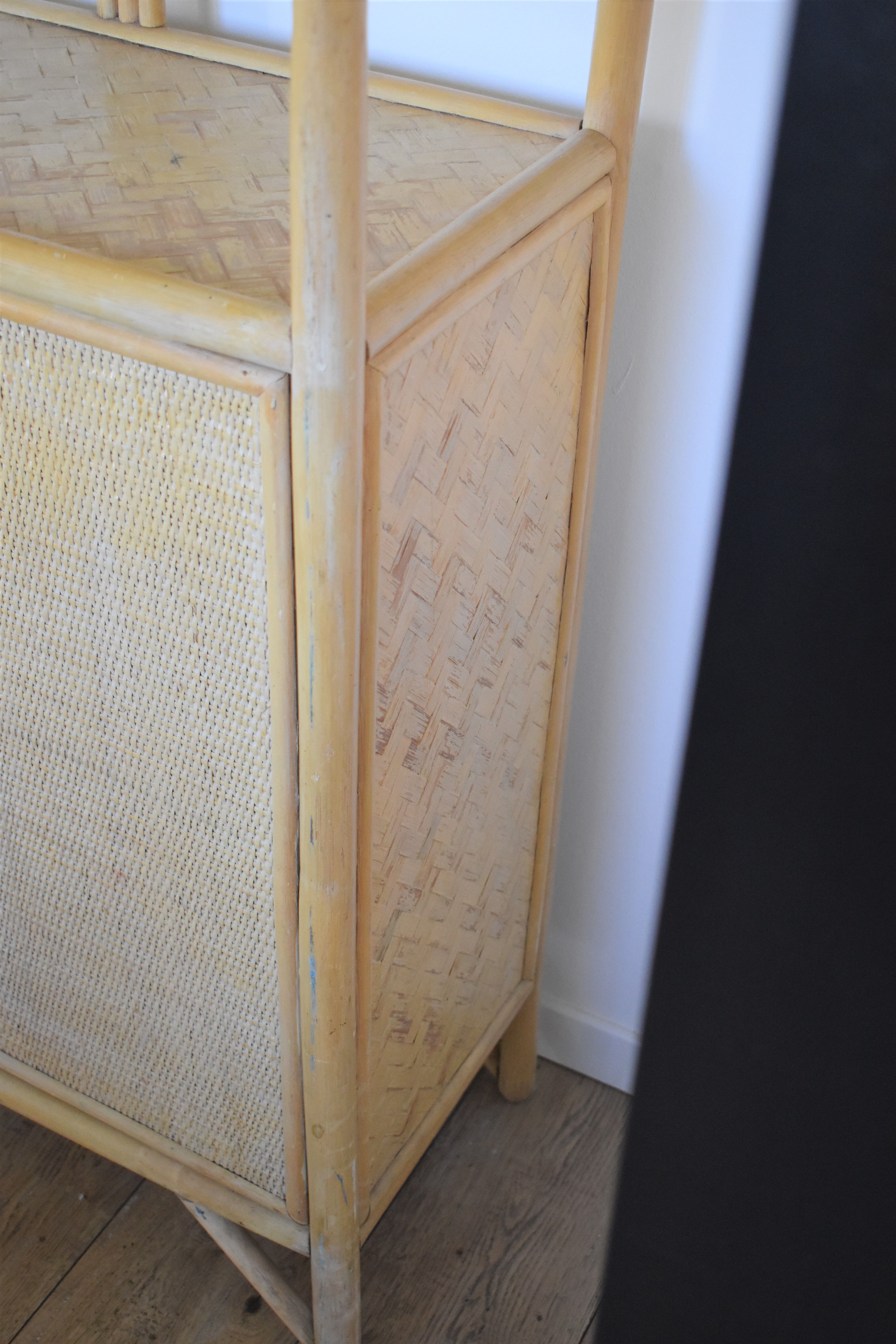 High shelf in vintage rattan