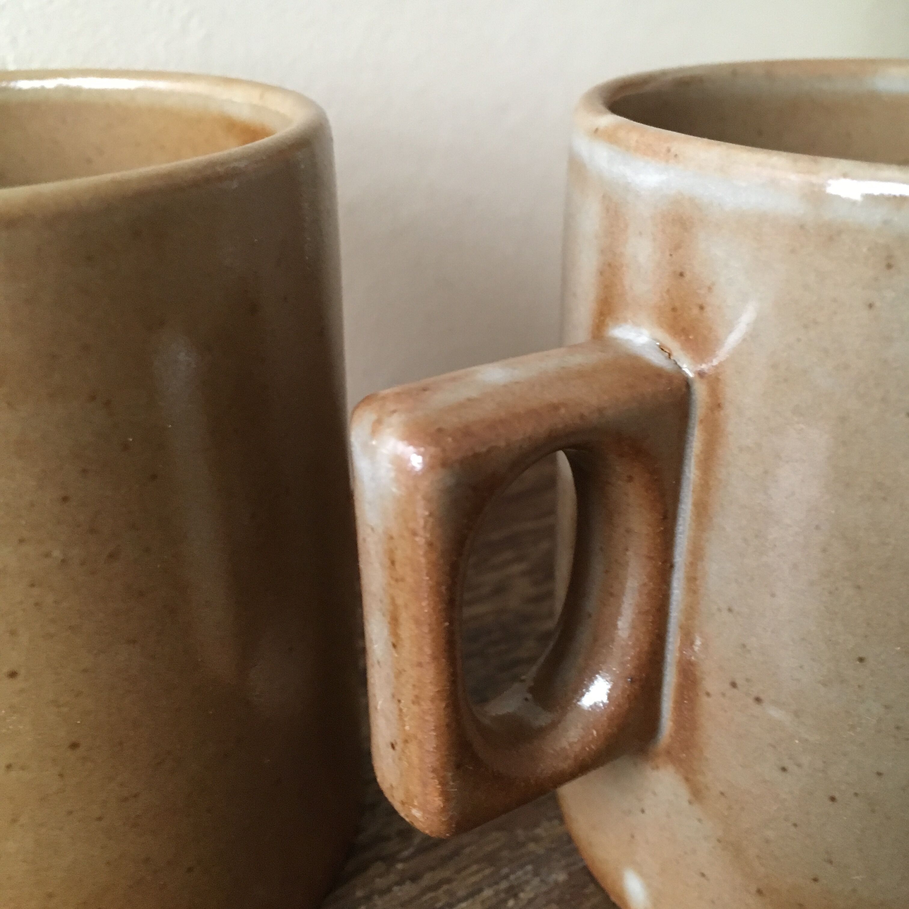 Lot of three cups or mugs stoneware of great fire of Brenne, France