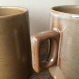 Lot of three cups or mugs stoneware of great fire of Brenne, France