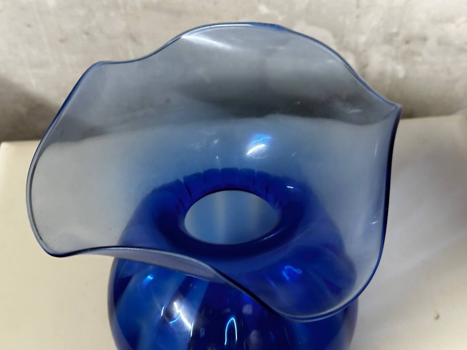 Lancel style cobalt blue vase - ball shape and collar h 25 cm