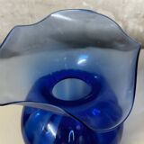 Lancel style cobalt blue vase - ball shape and collar h 25 cm