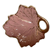 Tray, ring holder in the shape of a pink and gold leaf.