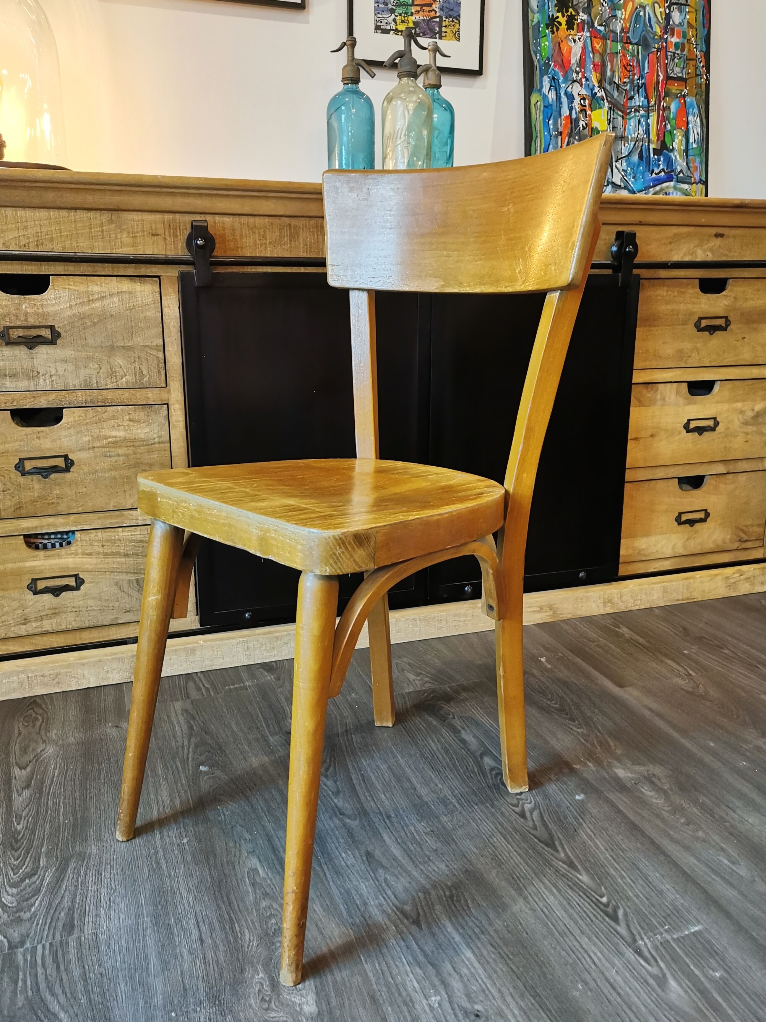Series of 10 mismatched bistro chairs