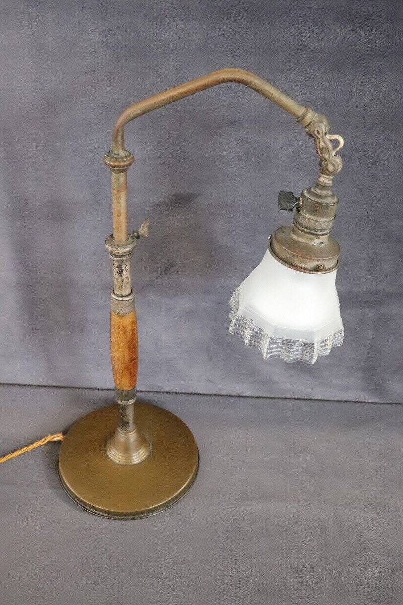 Vintage Brass And Glass Table Lamp, 1930s