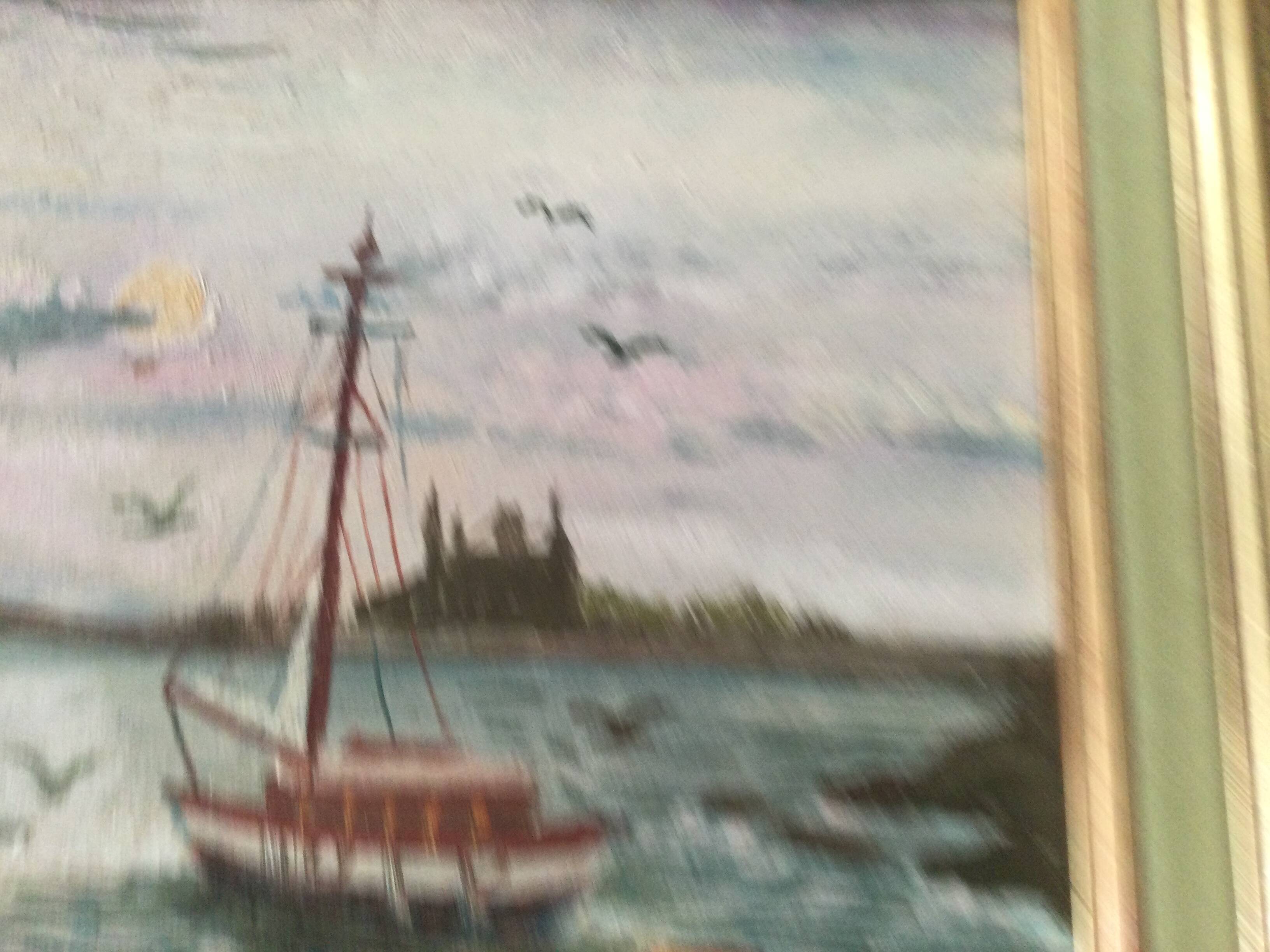 Marine on wood signed reine vuillermet