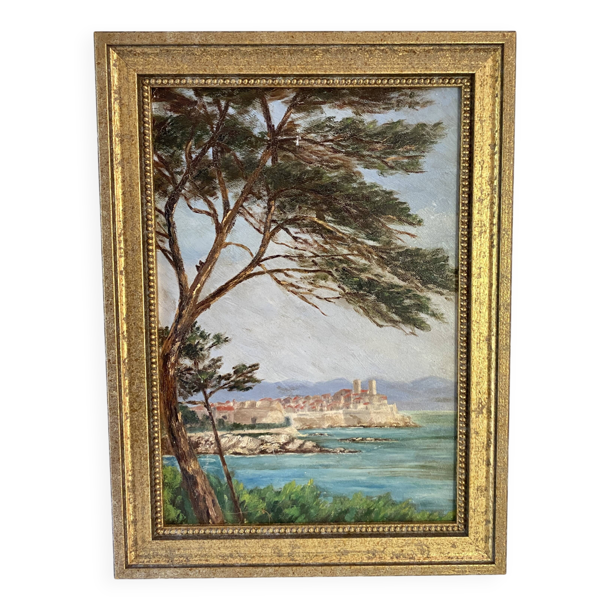 Tableau « Vue côte méditerranéenne", années 50