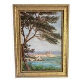 Painting "Mediterranean Coast View", 1950s