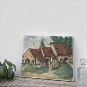 Naive painting of a farm in the Jura