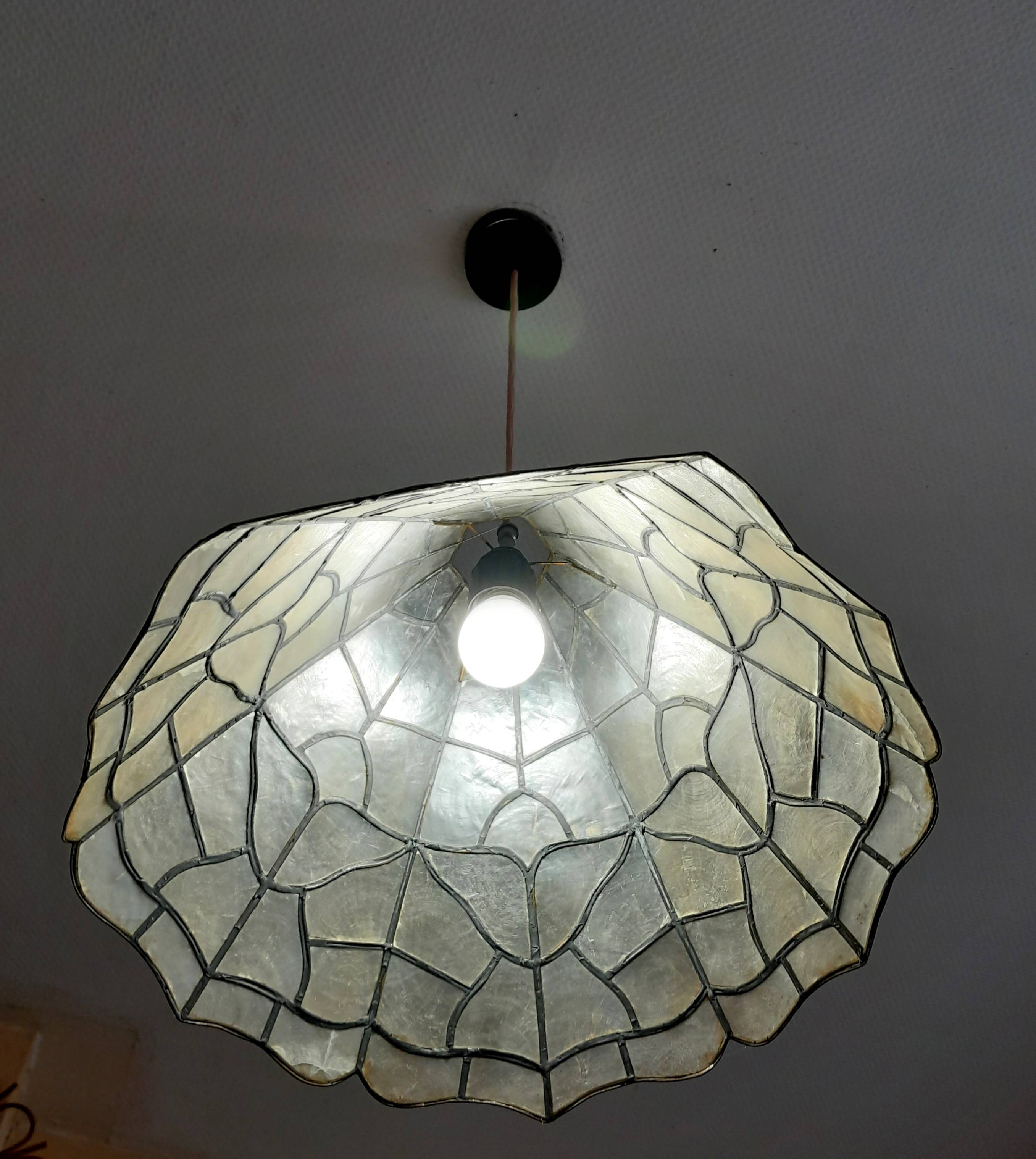 Art deco mother-of-pearl pendant light