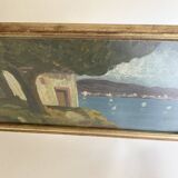 Oil circa 1900, wooden frame and glass