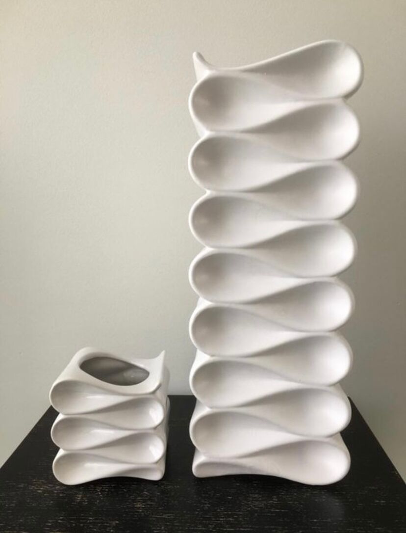 Pair of beautifully wavy earthenware vases.
