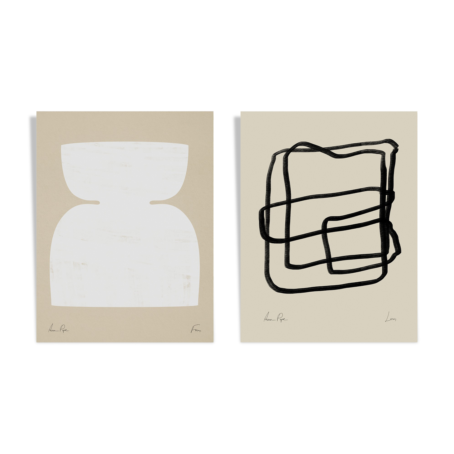 Pair of prints, abstract wall art set of two, 50x70cm