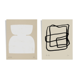 Pair of prints, abstract wall art set of two, 50x70cm