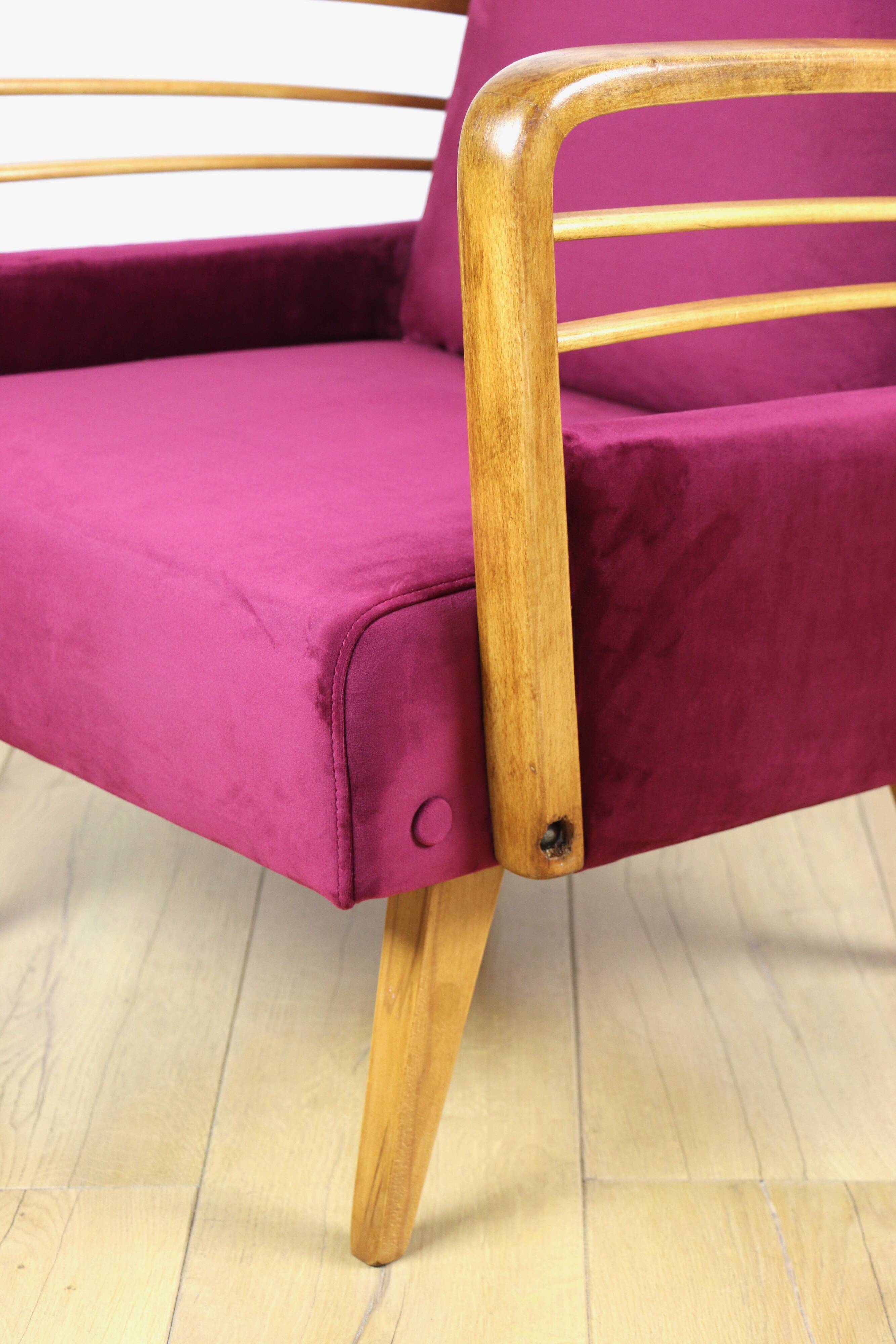 Vintage Art Deco Loft armchair raspberry - 1960s