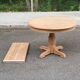 Large extendable round dining table stripped with a central wooden leg 110-198cm.