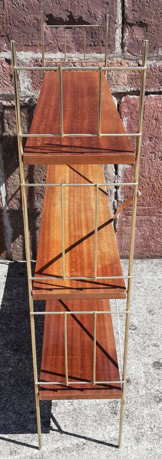 Etagère scandinave string, sur pied (ou mural) bois/ métal doré
