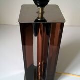 Designer lamp in smoked plexiglass and chromed metal 1970