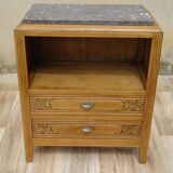 Large Art Deco bedside table in light oak