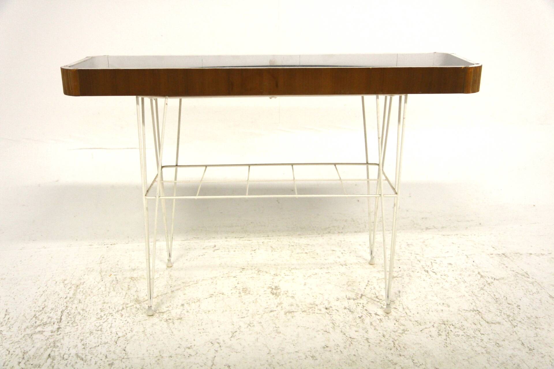 Scandinavian mahogany and metal planter, Sweden, 1950