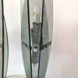 Pair of wall lamps in blue glass design 70s