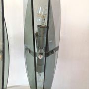 Pair of wall lamps in blue glass design 70s