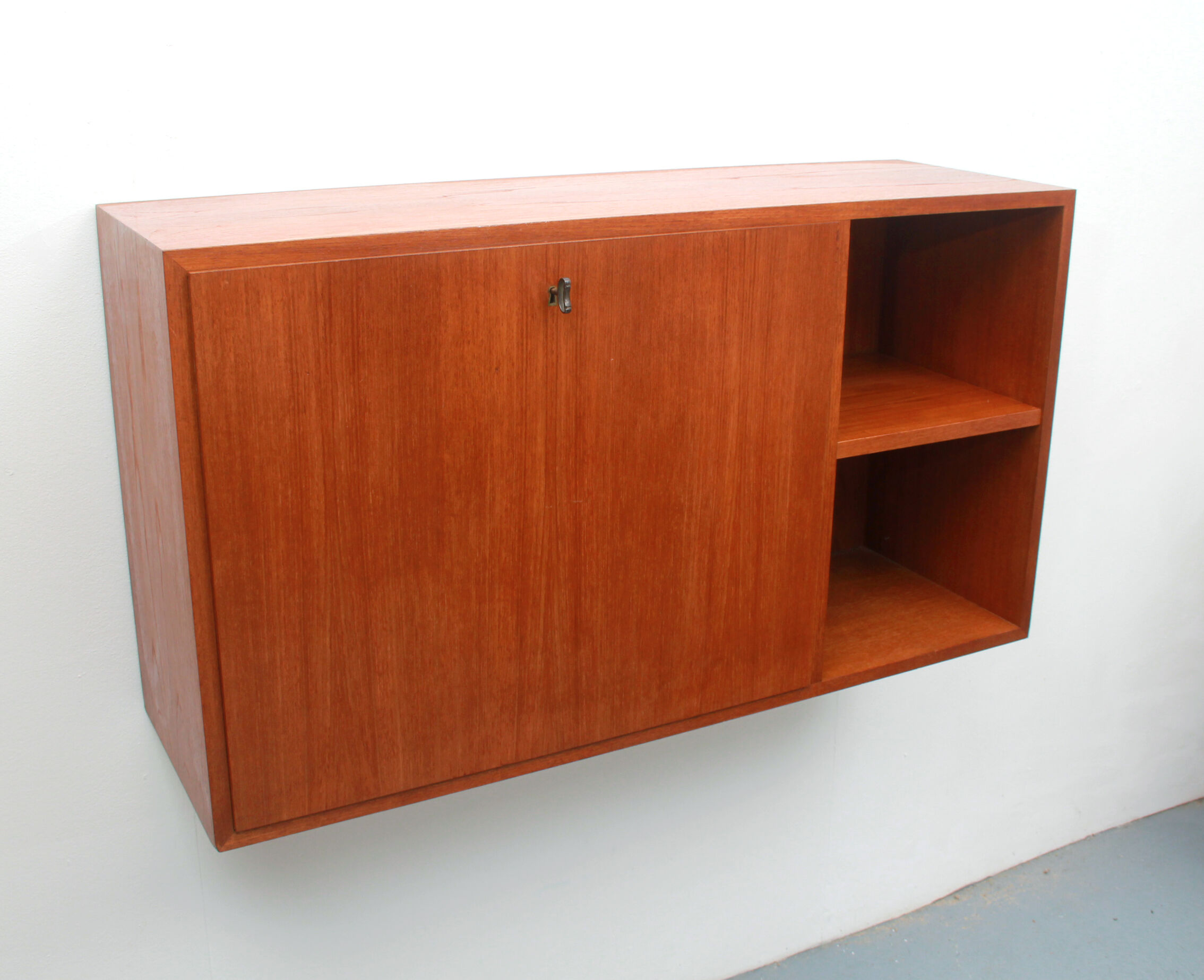 1960s floating wall secretary in teak