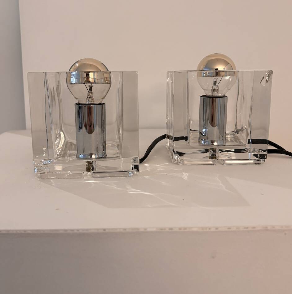 Pair of vintage Nachtmann Leuchten glass lamps