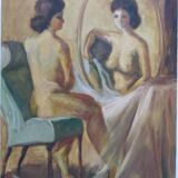 Portrait de femme, peinture à l'huile du XXe siècle