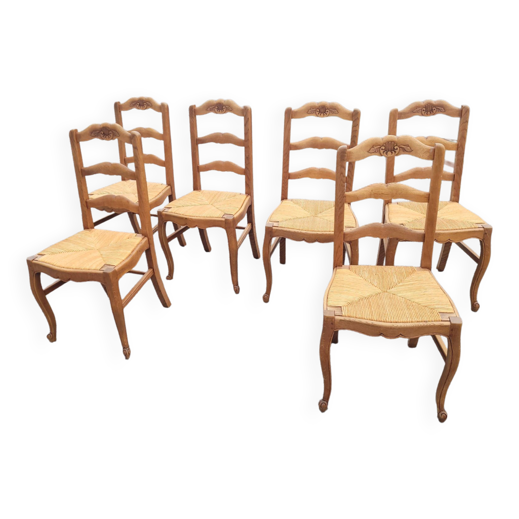 6 Louis XV style oak chairs