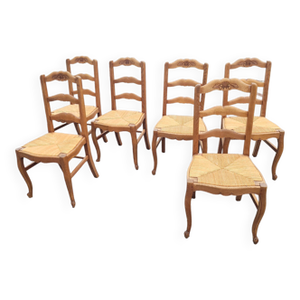 6 chaises style Louis XV en chêne