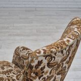1960s, Danish highback armchair, furniture velour fabric, ash wood.