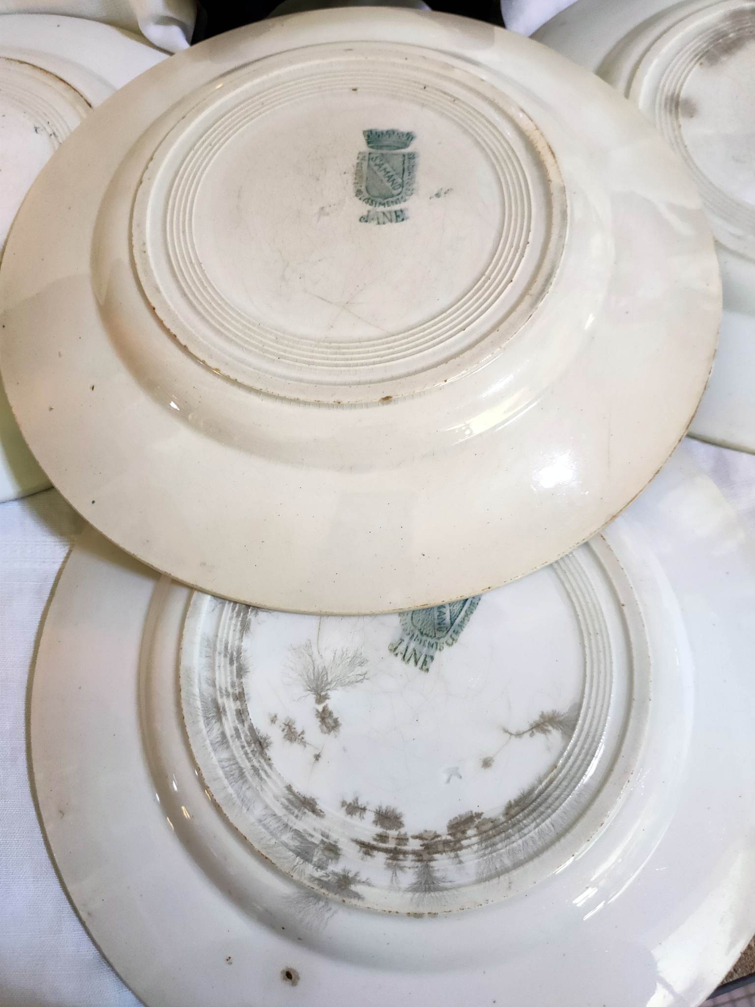 5 flat plates green iron earth earthenware from st amand