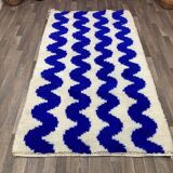 Gorgeous beniourain carpet, moroccan handmade rug, blue rug, living room ru