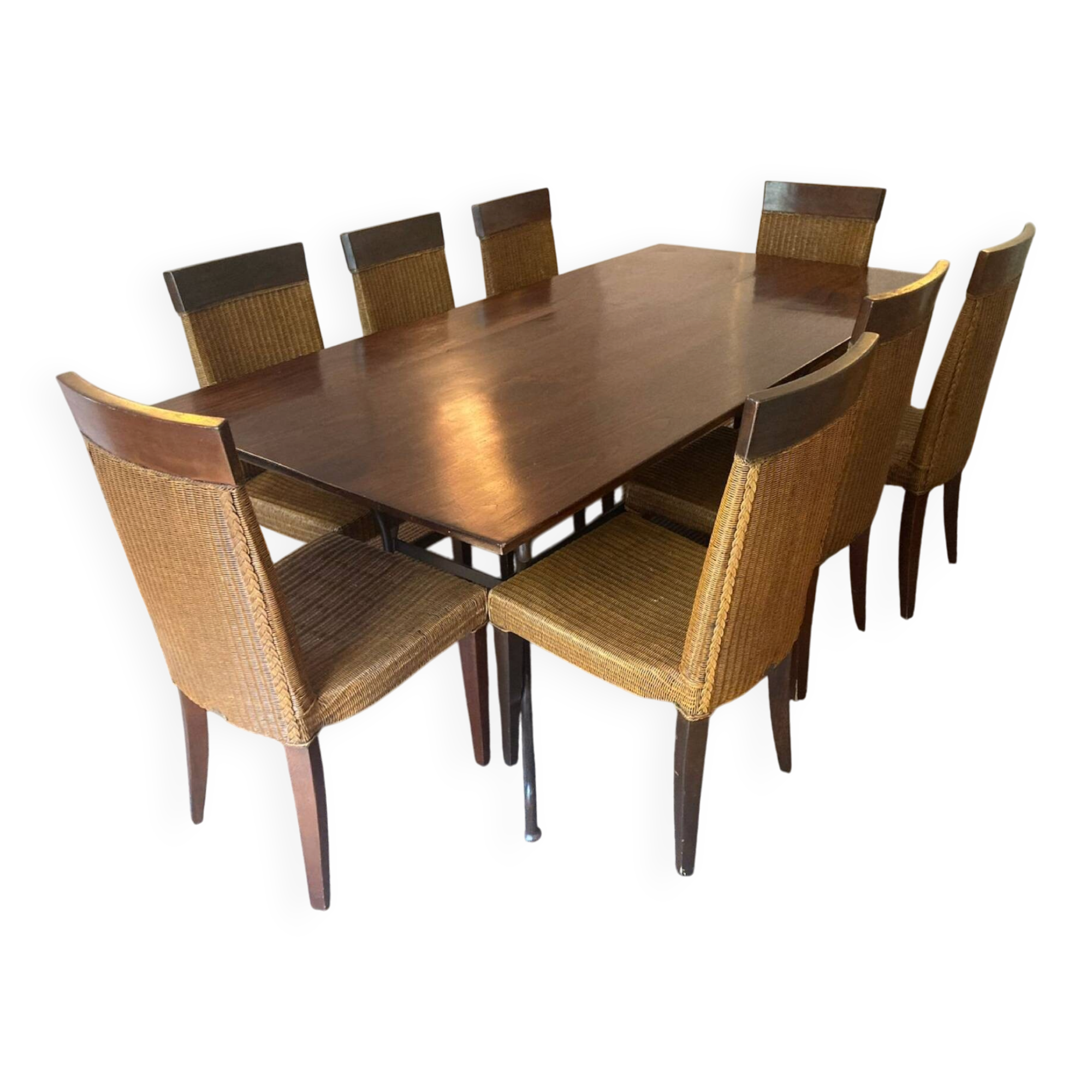 Beautiful teak dining table with 8 chairs.