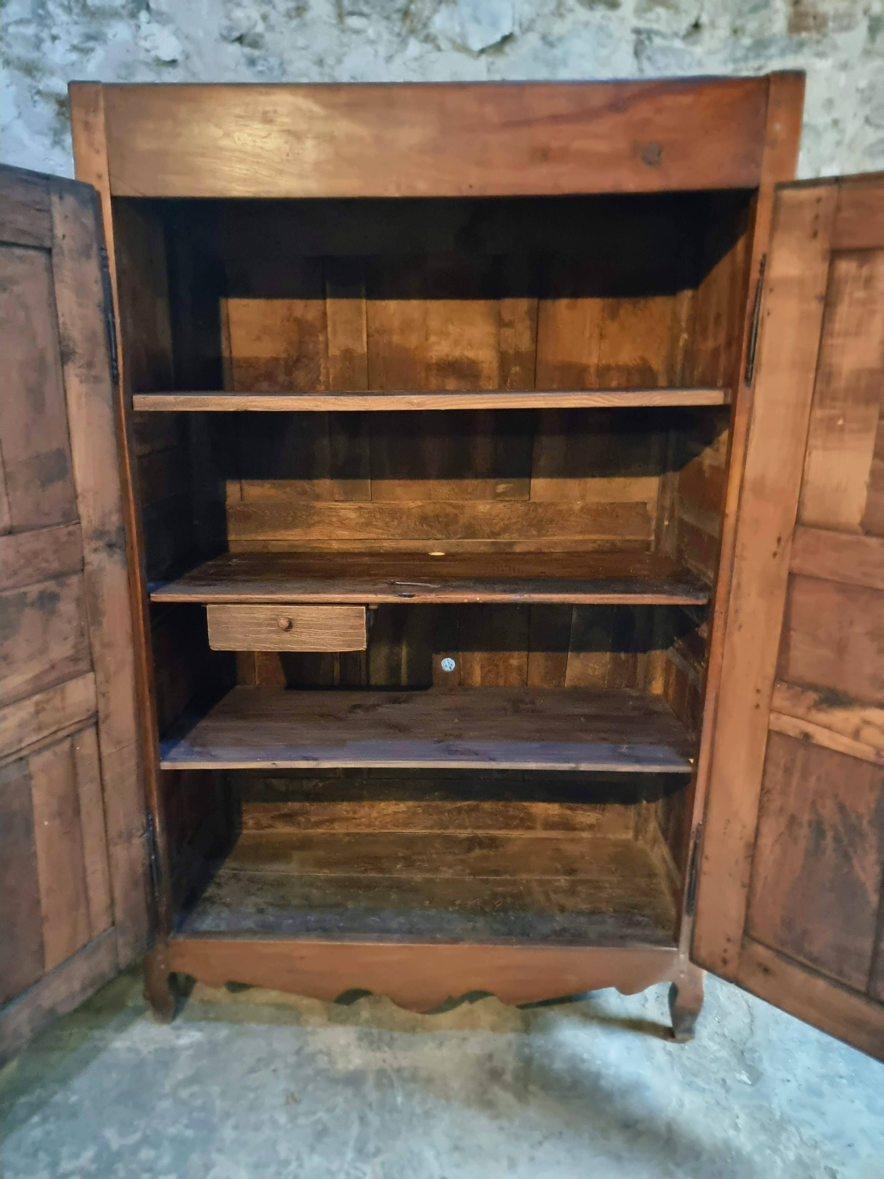 18th-century French antique cherry wood wardrobe – Rustic sideboard
