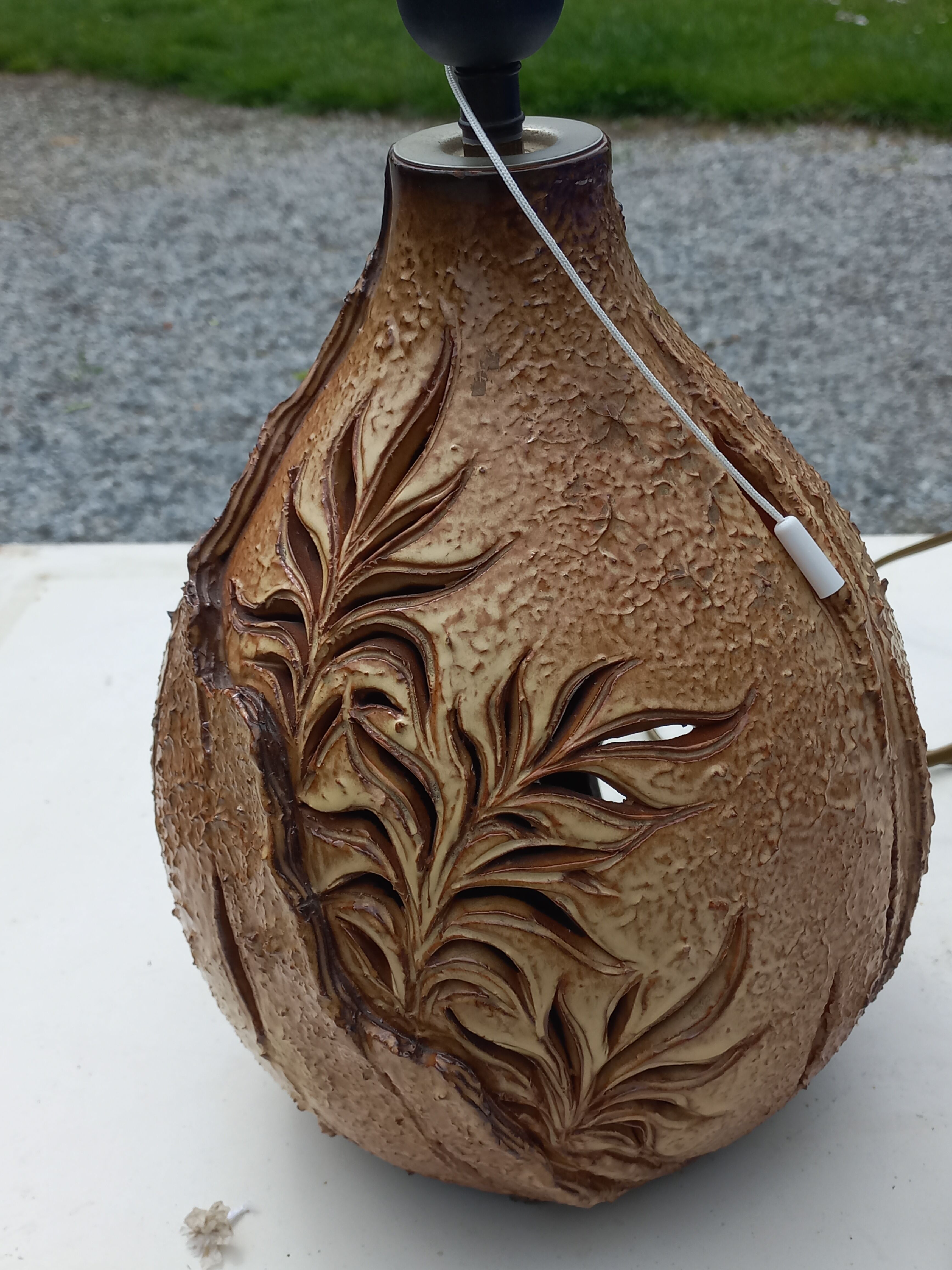 Ceramic lamp by Vallauris Fonck and Matéo lampshade of origin