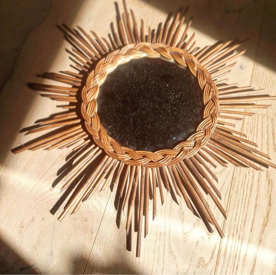 Rattan sun mirror
