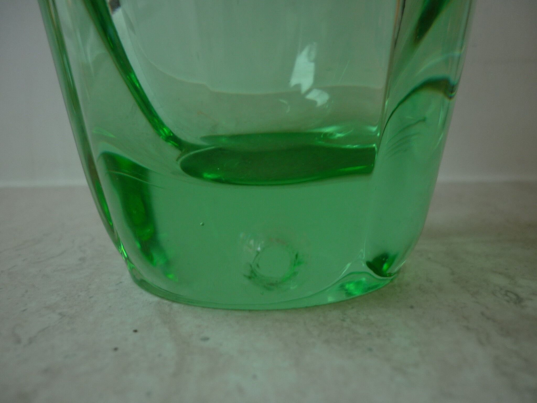 Green crystal vase from the 50s