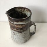 Brown grey enamelled stoneware pitcher