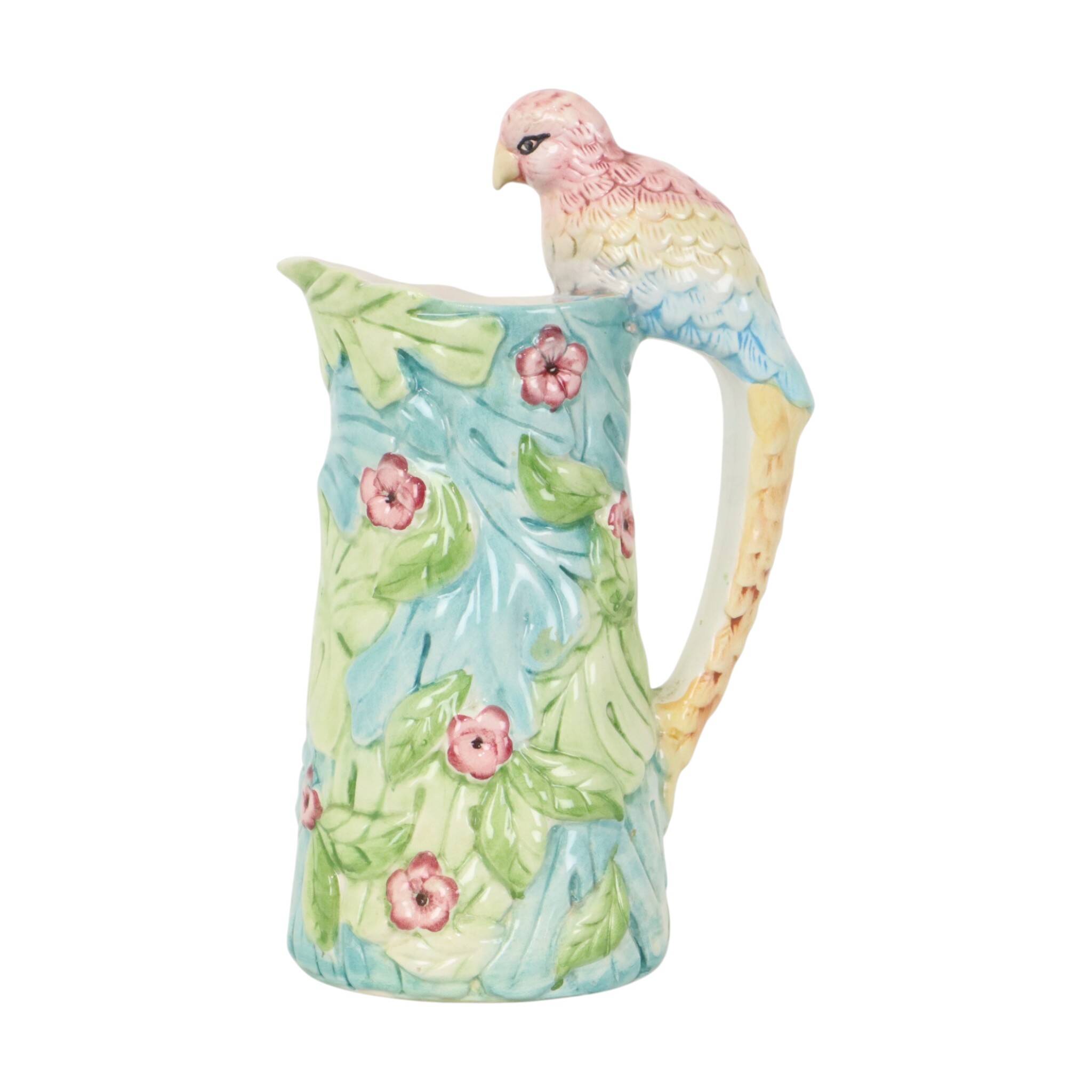 Vintage Parrot Carafe Water Jug Vase Ceramic 30cm