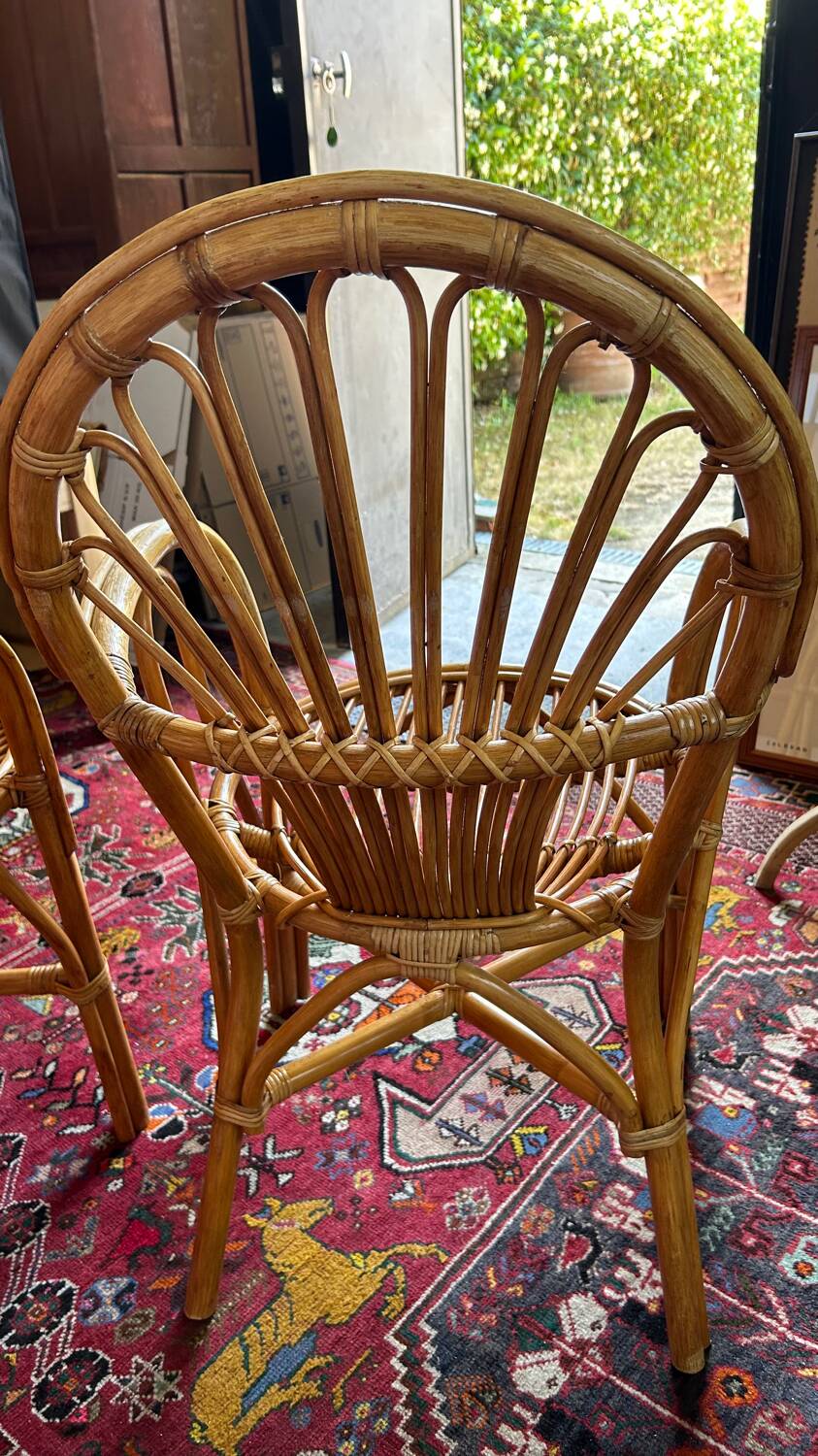 2 vintage rattan armchairs