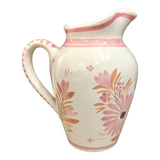Vase "henriot - quimper", pink floral ceramic - 70s