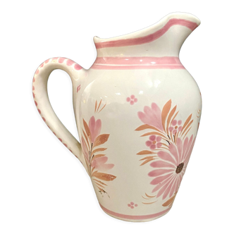 Vase "henriot - quimper", pink floral ceramic - 70s
